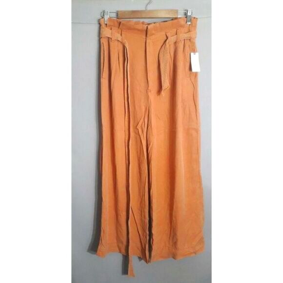New $128 anthropologie womens size 10 wide leg hi rise waist pants dusty orange - Picture 1 of 8